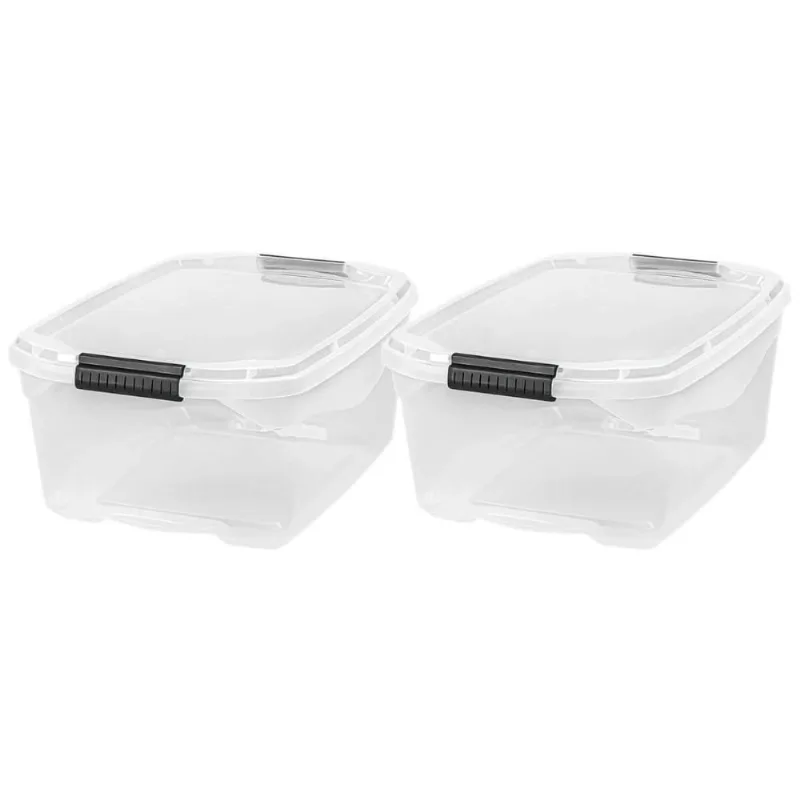 Kit 2 Caixas Plásticas Organizadoras Sanremo Flex 20L Transparente com Travas Multiuso Brinquedos