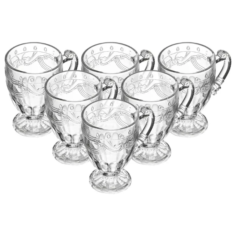 Conjunto 6 Canecas de Vidro 190ml Imperial Transparente Mesa Posta Xícara de Chá Café Lyor