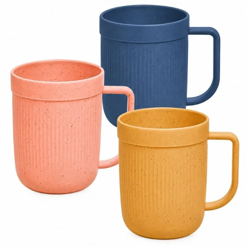 Jogo 24 Canecas 340ml Bambu Plástico Grande Stripes Lyor Caf