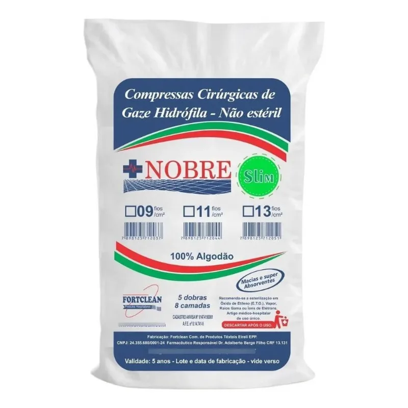 Nobre Slim 13 Fios Compressas De Gazes Pacote Com 240gr Algo