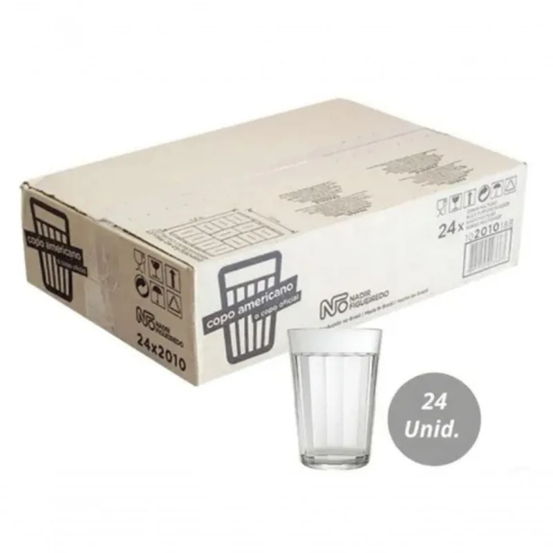Caixa 24 Copos De Vidro Americano Tradicional Nadir Figueiredo 190ml Cerveja Boteco Bar