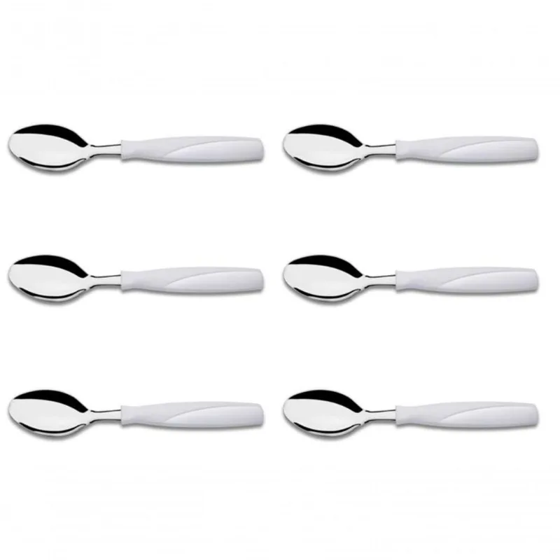 Kit 6 Colher De Mesa Aço Inox Branco Brinox