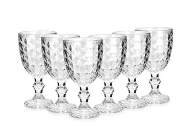 Jogo de Taças Vidro Cristal Mosaico Vitro 320ml Vnho Água Suco Almoço Jantar - Casa Ambiente - Utilidades Domesticas