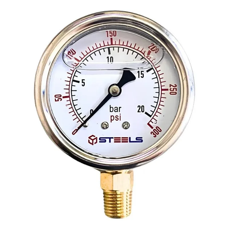 Manômetro Glicerinado 300 Psi Rosca 1/4 Npt 63 Mm Inox