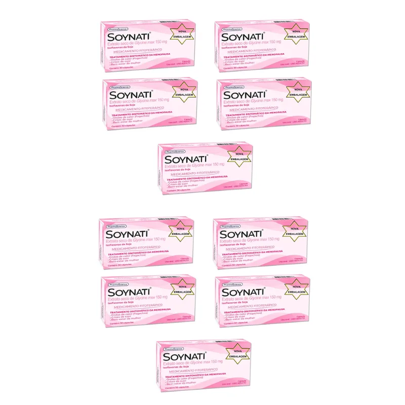 Kit 10 Soynati 150mg para menopausa 30 Cápsulas PharmaScience