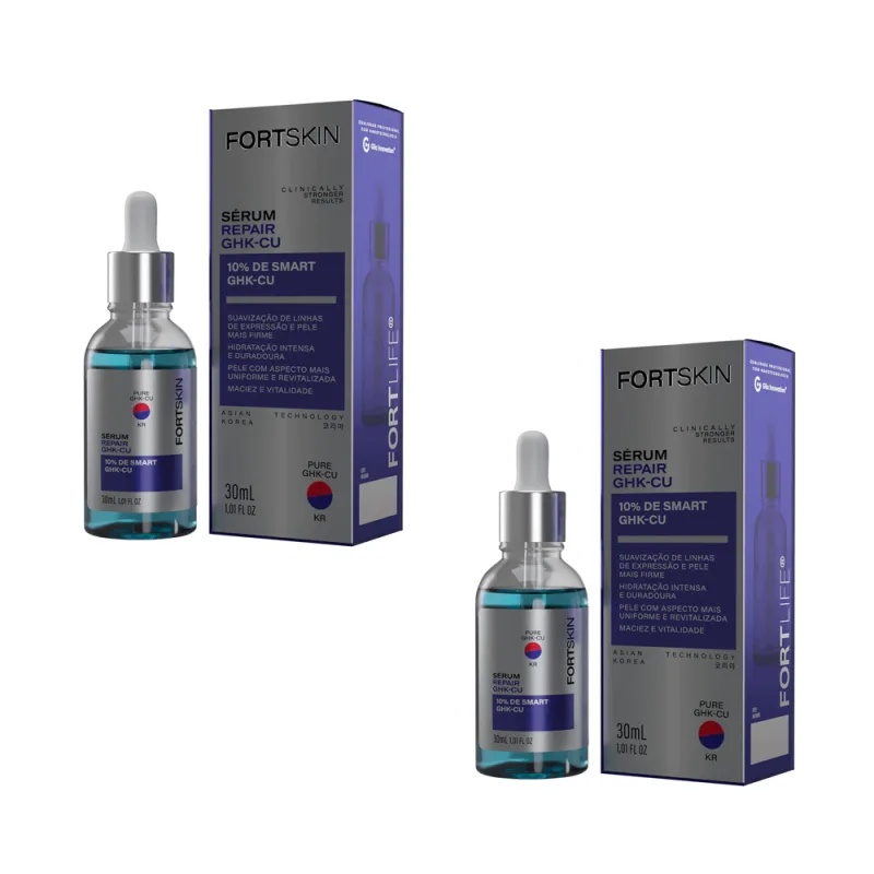 Kit 2x FortSkin GHK-CU 10% Smart Sérum Repair 30ml FortLife - Fortlife - Sérum