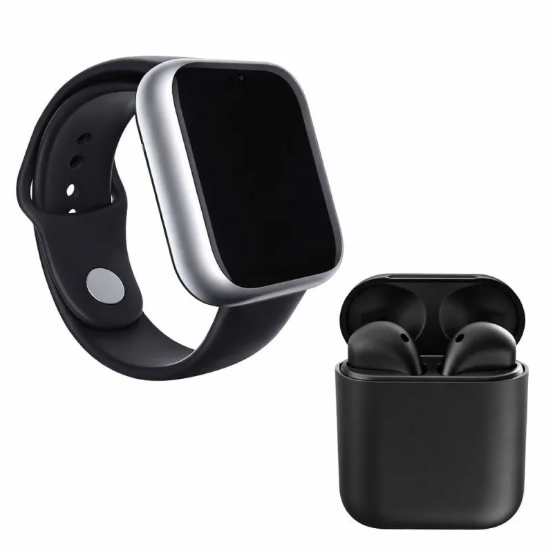 Relógio Smartwatch Aquilae Z6 com Fone Bluetooth Inpods 12 Prata e Preto - OUTRAS - Celular E Smartphone