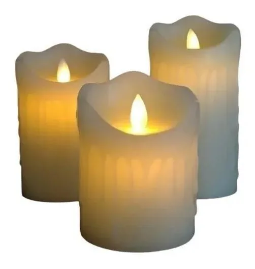 Conjunto 3 Velas De Led - Parafina - Movimento Chama Viva