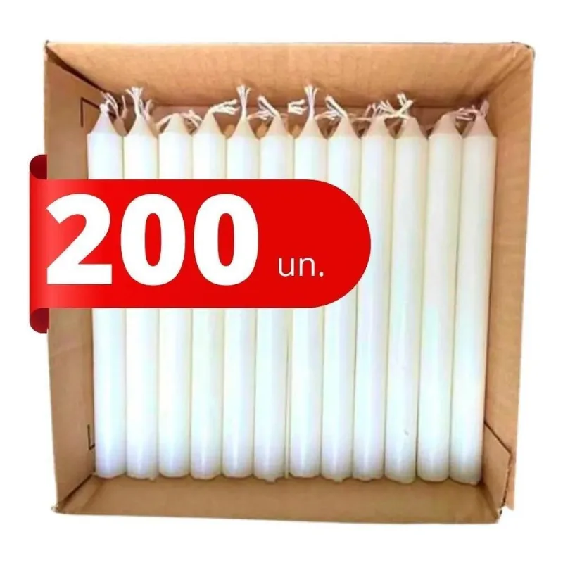 200 Velas Palito Branca 13,5 Cm De Qualidade