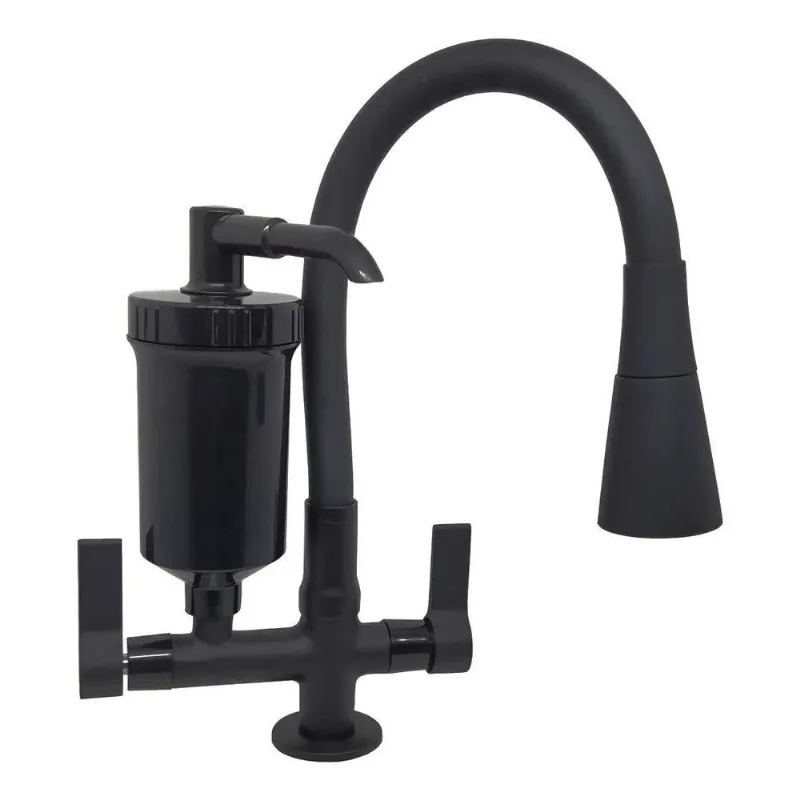 Torneira De Cozinha Gourmet Com Filtro Mesa Preta Flex C70 C