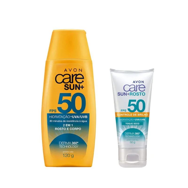 Kit C/2 Protetor Solar Care Sun+ Fps 50 Avon Rosto e Corpo