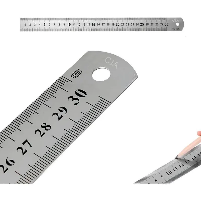 5x Régua De Metal 30cm Profissional Escola Artesanato Aço In