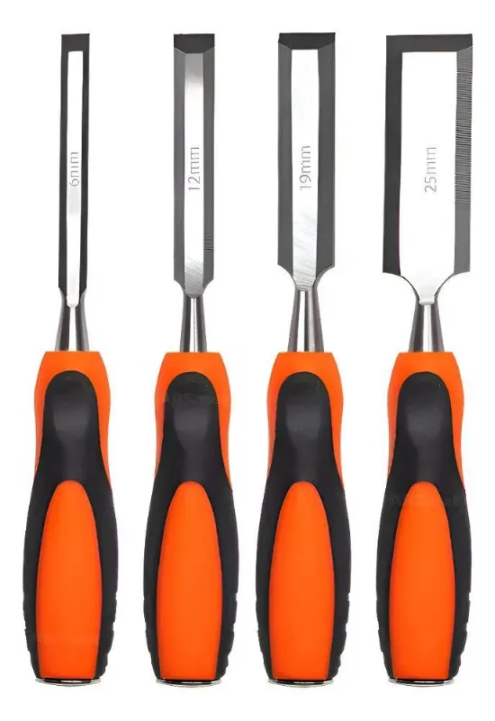 Jogo Kit 4 Peças Formão Profissional Para Entalhar Madeira U