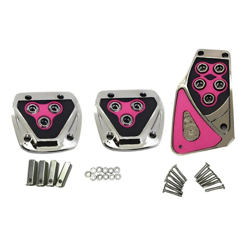 Pedaleira Proteção Pedal Carro Esportiva Universal 3 Pe Rosa