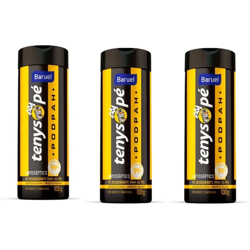 Talco Para os Pés Tenys Pé Baruel Podpah Pó 100g Kit 3un