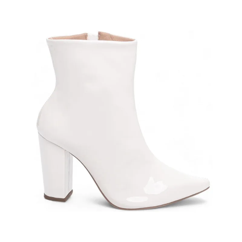 Bota Cano Curto Feminina Salto Alto Grosso Napa ou Verniz