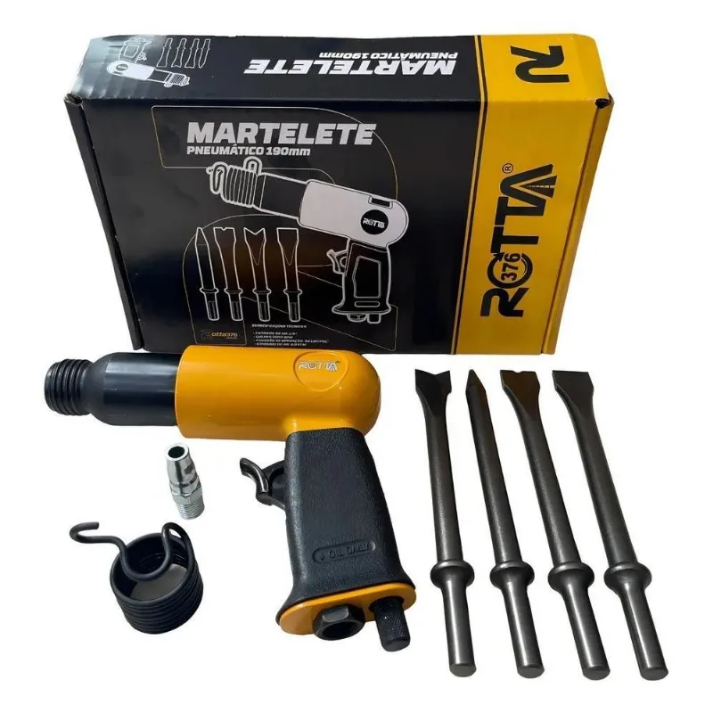 Martelete Pneumático Rebarbador Chanfrador 190mm Com 4 Ponte