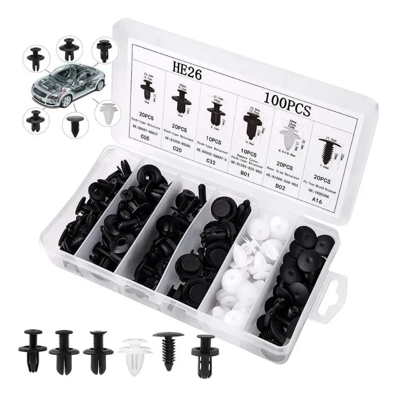 10x Clipe Fixação Carro 100pcs Painel Pára-lamas Rebite Plá