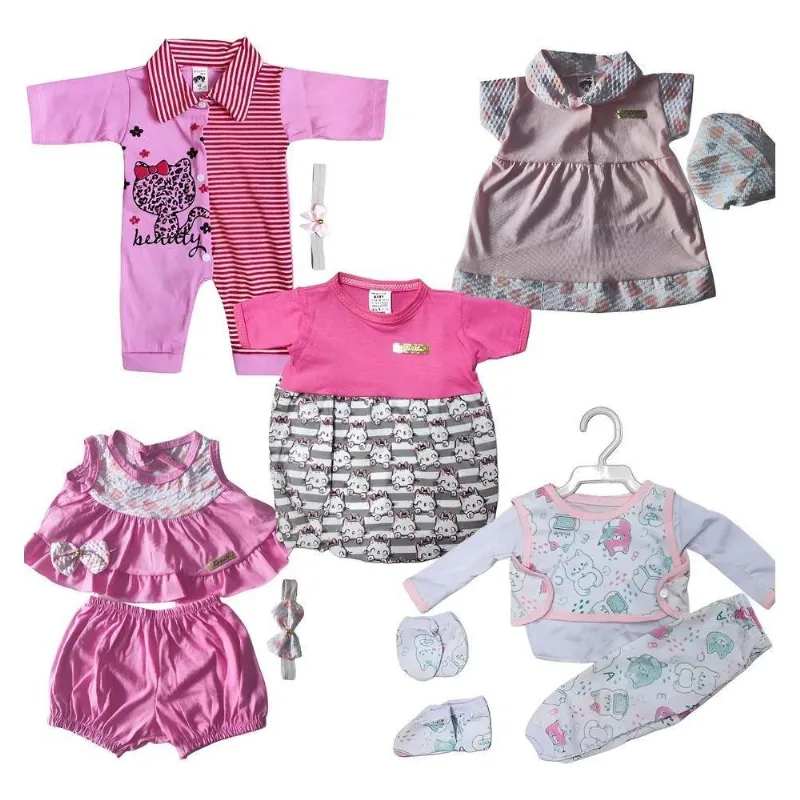 Lote Com 5 Roupinhas Para Bebê Reborn Tamanho P