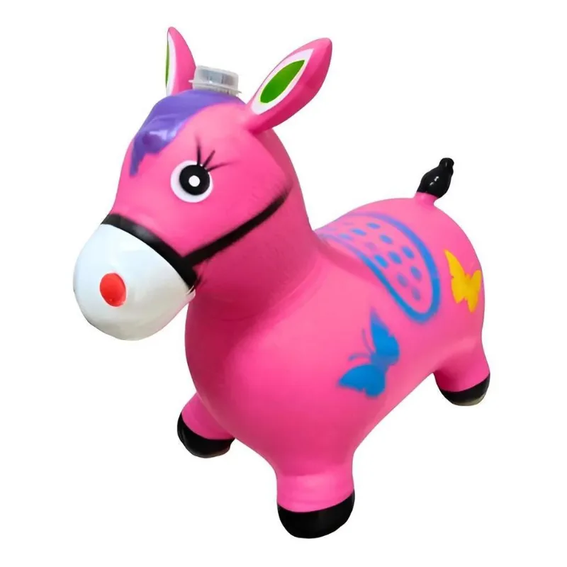 Cavalo De Borracha Upa Upa Pula Brinquedo Criança Cor Rosa