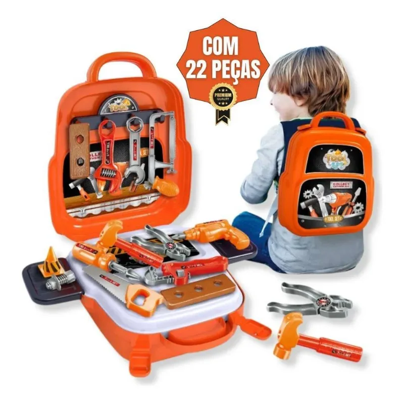 Kit Maleta De Ferramentas 3 Em 1 Brinquedo Infantil Educativ
