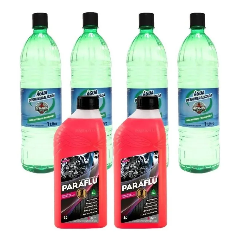 Kit 2 L Aditivo Radiador + 4 L Água Desmineralizada Rosa
