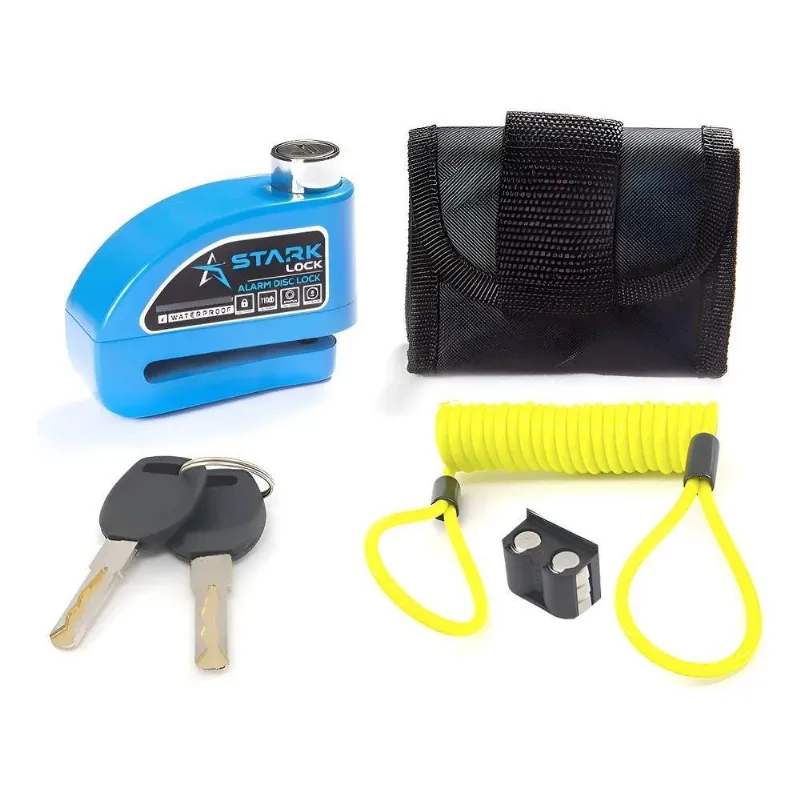 Trava De Disco Para Moto Com Alarme Sensor Impermeá Azul