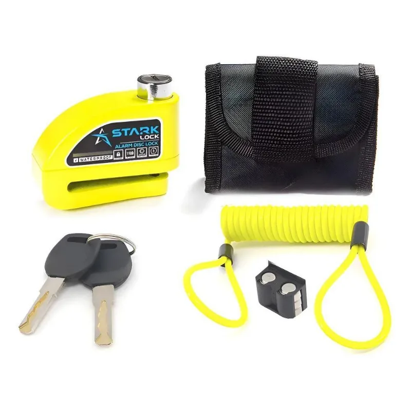 Trava De Disco Para Moto Com Alarme Sensor Im Verde Fluo