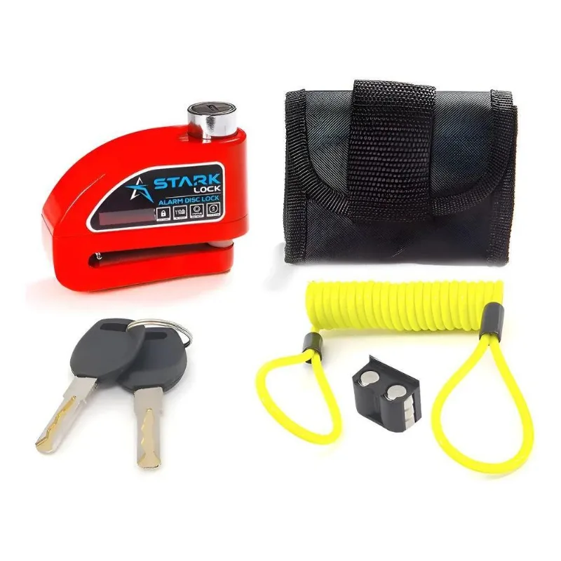 Trava De Disco Para Moto Com Alarme Sensor Impe Vermelho