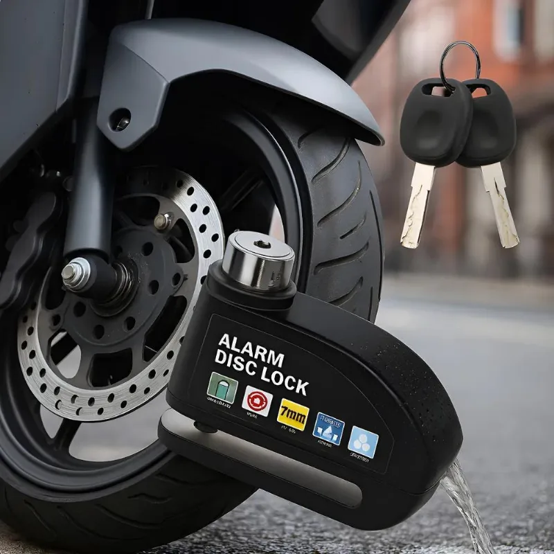 Trava Cadeado Disco De Freio Com Alarme Antifurto Para Pret