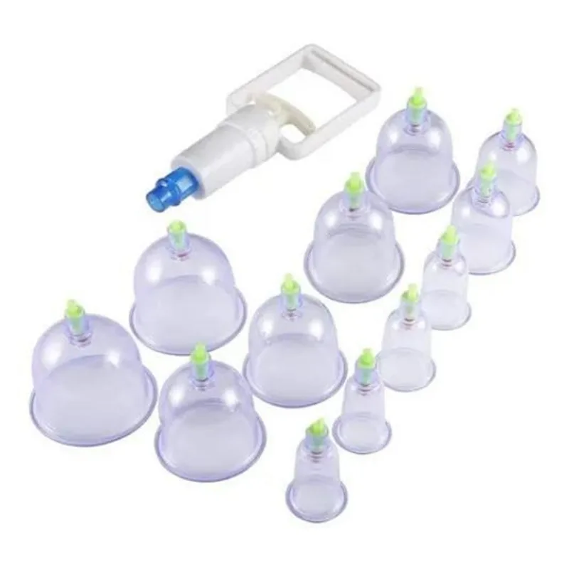 2x Kit 12 Ventosas + Bomba Ventosaterapia Massoterapia