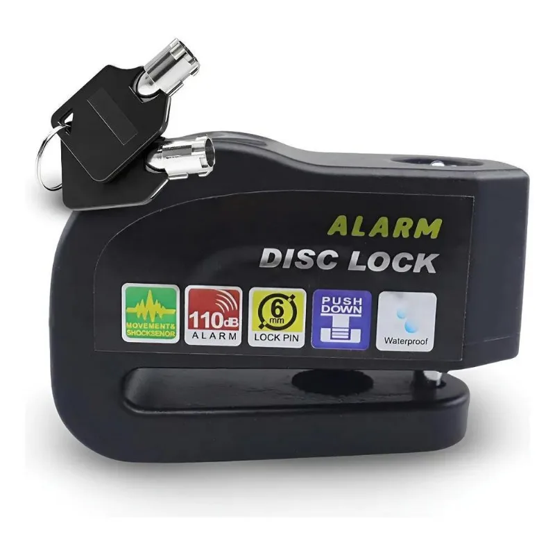 Trava Cadeado Disco De Freio Com Alarme Antifurto Pa Vermelh