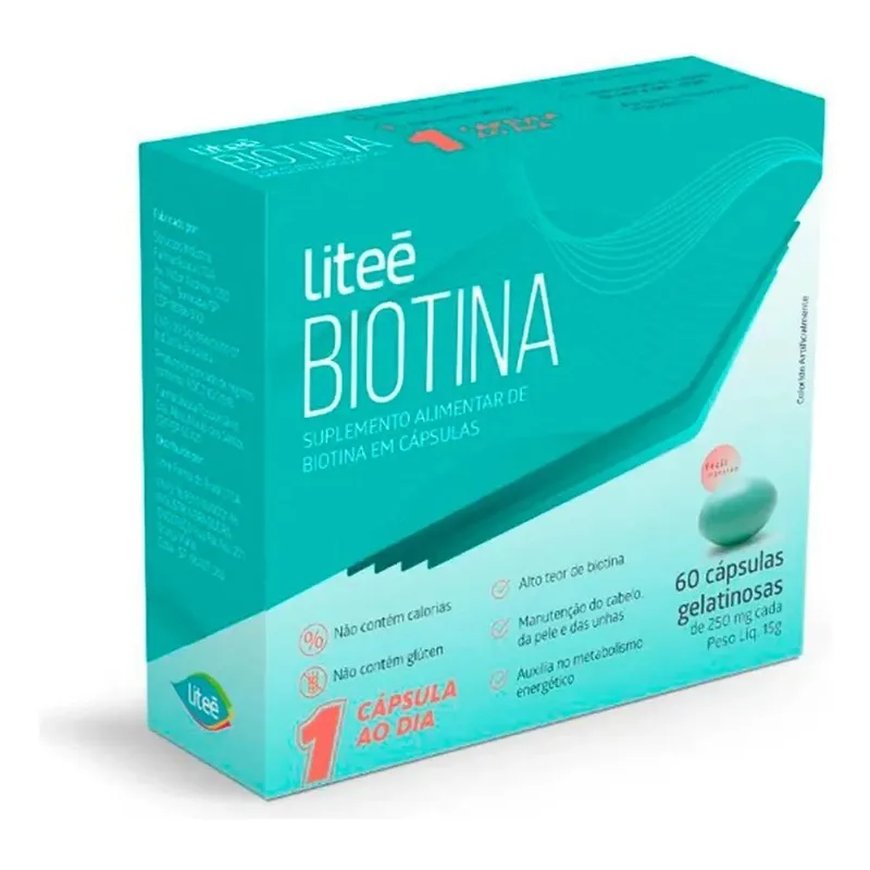 2x Biotina Litee Cabelo Unhas Pele 60 Cápsulas Softgel Sabor