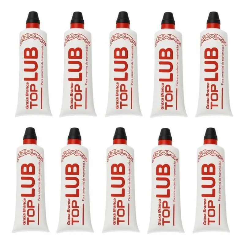 Kit Com 10 Un - Graxa Branca Correntes De Moto Top Lub 80g