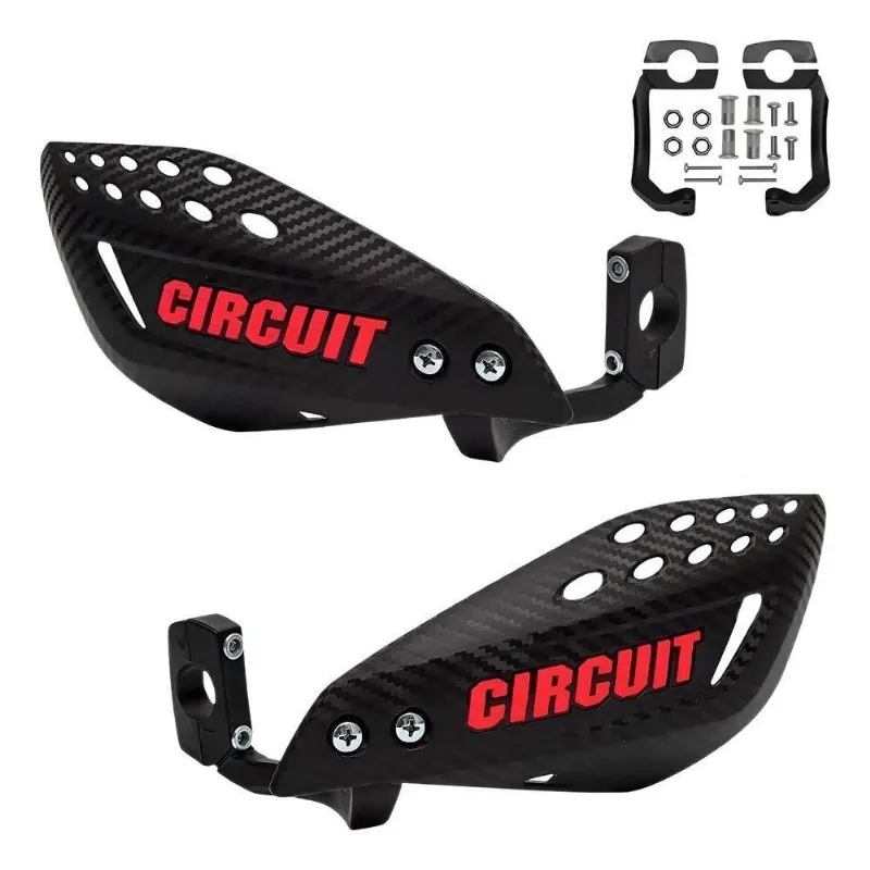 Protetor De Mão Circuit Vector Carbon Moto Univers Vermelho