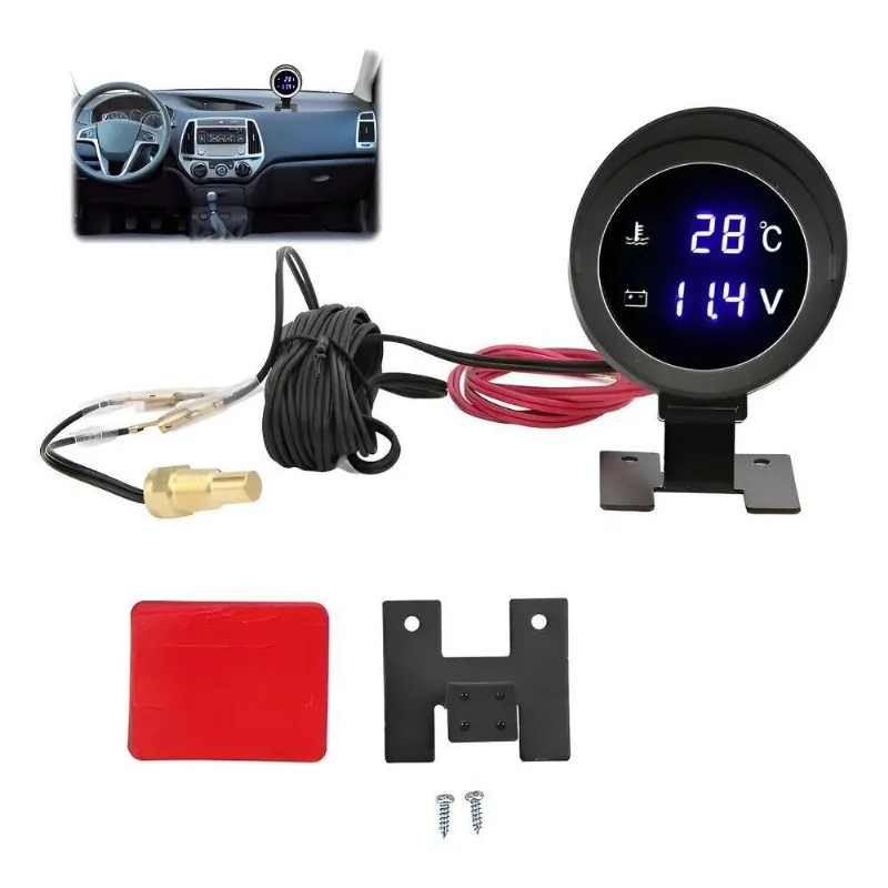 Marcador De Temperatura + Voltímetro Digital Automóveis Pret