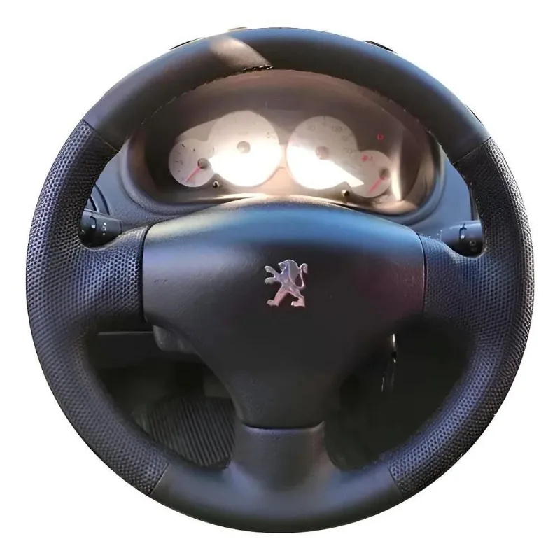 Capa De Volante Peugeot 206 207 C3 Costurada Linha Preta
