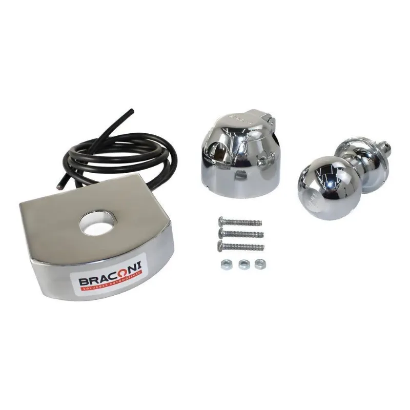 Kit Capa Inox 100mm Esfera Cromada 50mm Tomada Abs 6 Polos