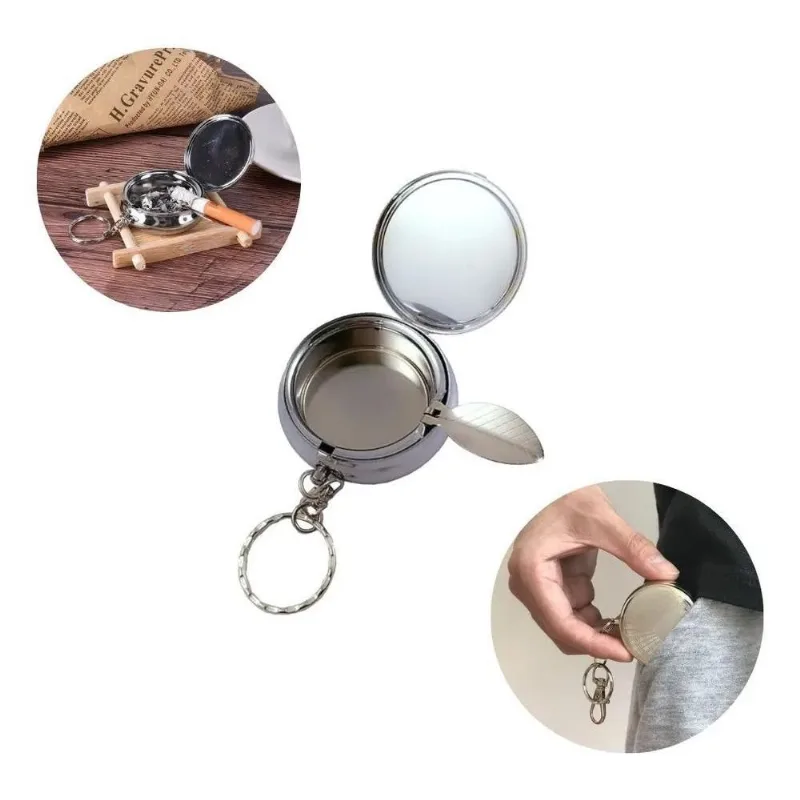Cinzeiro De Bolso De Aço Inox Automático Portátil - Metal