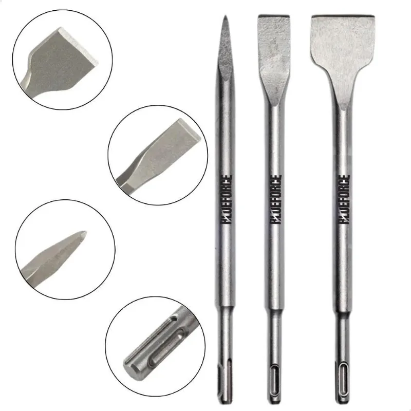 10x Kit Talhadeiras E Ponteiro Para Martelete 3 Peças Sds P