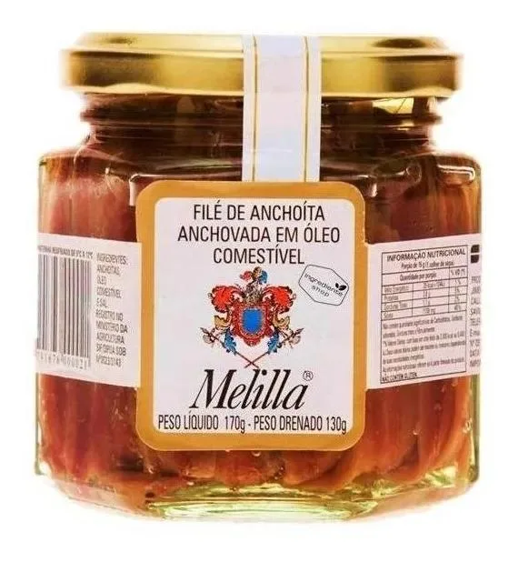 Filé De Anchovas Melilla Vidro 170g Aliche Importado Pizza - Não Informado - Mercearia