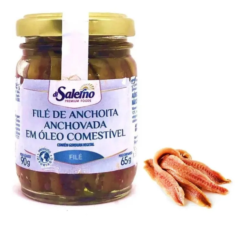 Filé De Anchovas Argentino Em Óleo Di Salerno Vidro Peso Líq - Não Informado - Mercearia