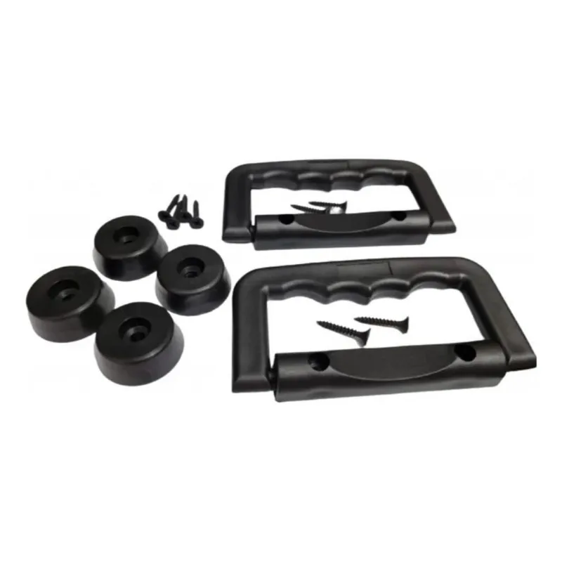 2x Kit 2 Alça P Caixa De Som + 4 Pezinho Emborrachado Grande