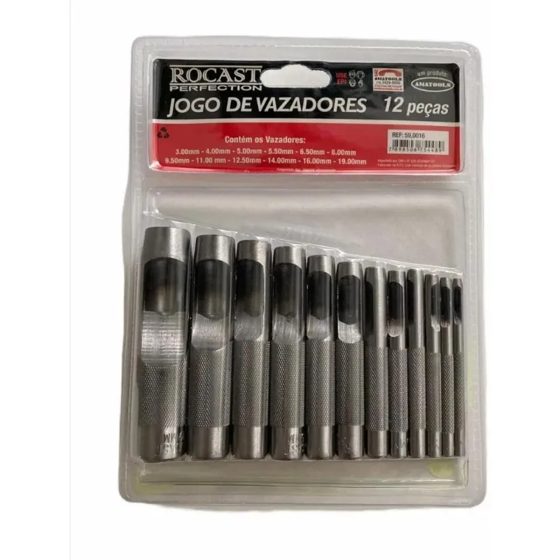 Jogo Vazador De Couro 3 A 19 Mm 12 Pcs Rocast
