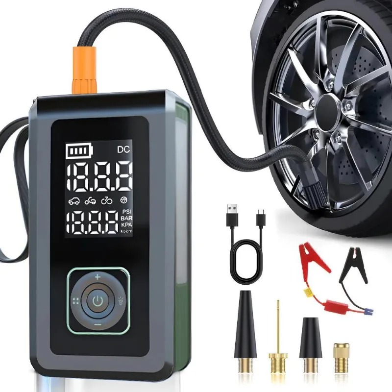 Auxiliar Partida Carro, Compressor Pneu 15000mAh E L - Verde