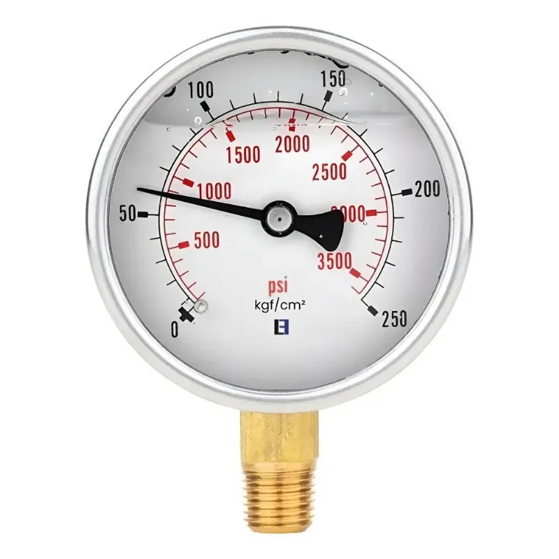 Manômetro Inox Glicerina 0-250 Bar Vertical 1/4 Visor 63mm