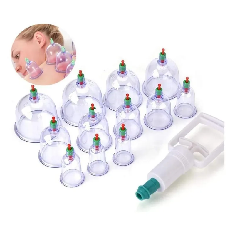 2x Kit 12 Ventosas Com Bomba Ventosa Terapia Massoterapia
