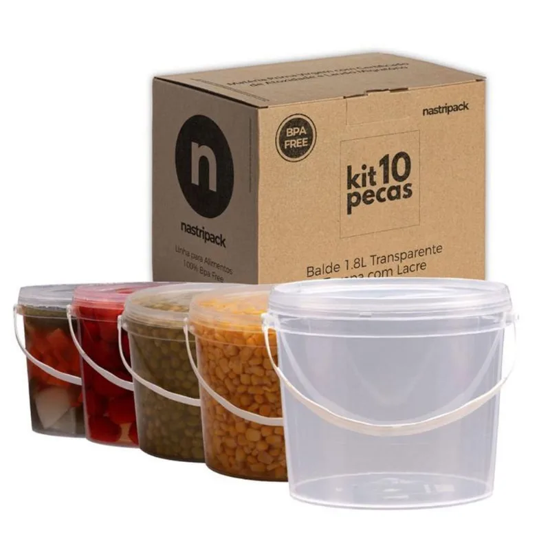 Balde De Plástico Para Alimentos 10 Pçs