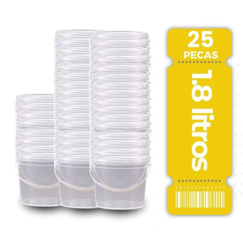 Balde Alimentos 1.8L Prático Lacre 25 Pçs