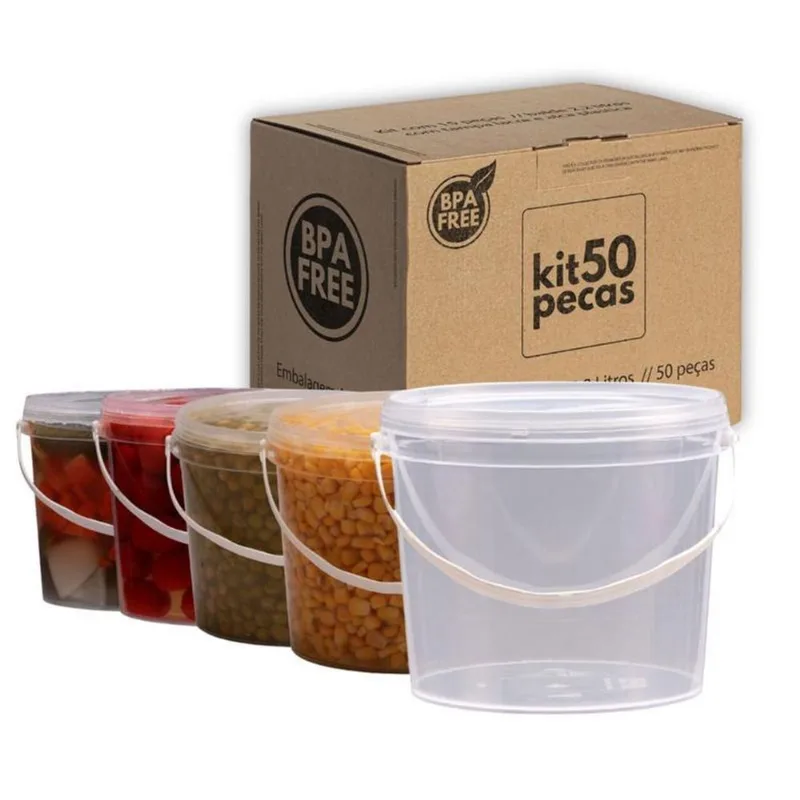Balde Para Alimentos Com Alça Plástica 50 Pçs